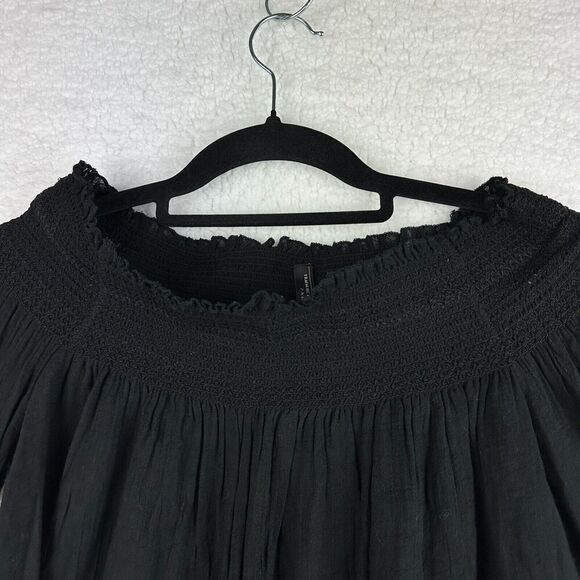 2/$30 Zara Black Oversized Flowy Blouse Top Size XS Whimsigoth Boho Smocked - Picture 6 of 9